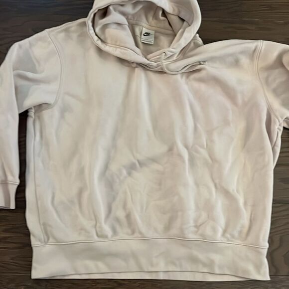 Nike Pale Beige w/ purple Taupe Tan Fleece Hooded Hoodie Sweatshirt Sweater L - Picture 5 of 10